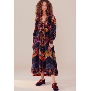 FARM Rio Mixed black prints lace ankle dress